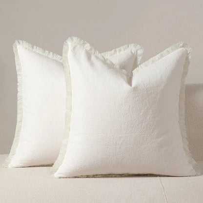 Housse de coussin à frange