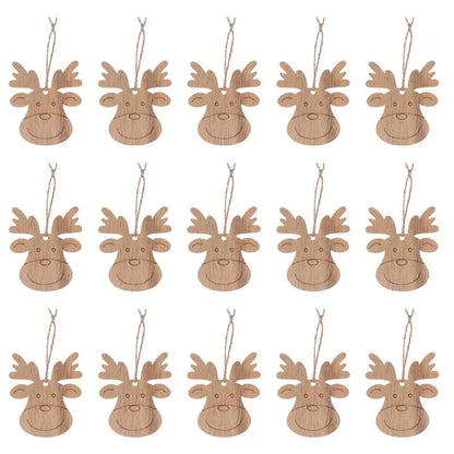 Décorations de sapin – Têtes de rennes en bois (20 pièces)