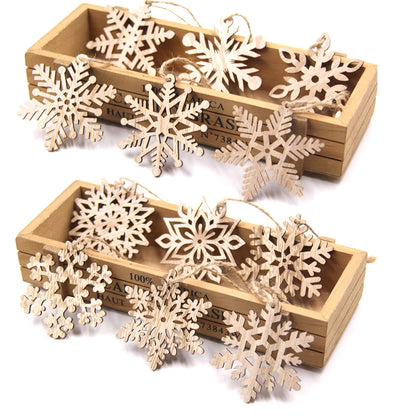 Décorations de sapin – Flocons en bois à suspendre