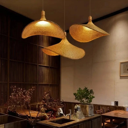 Suspension luminaire en rotin