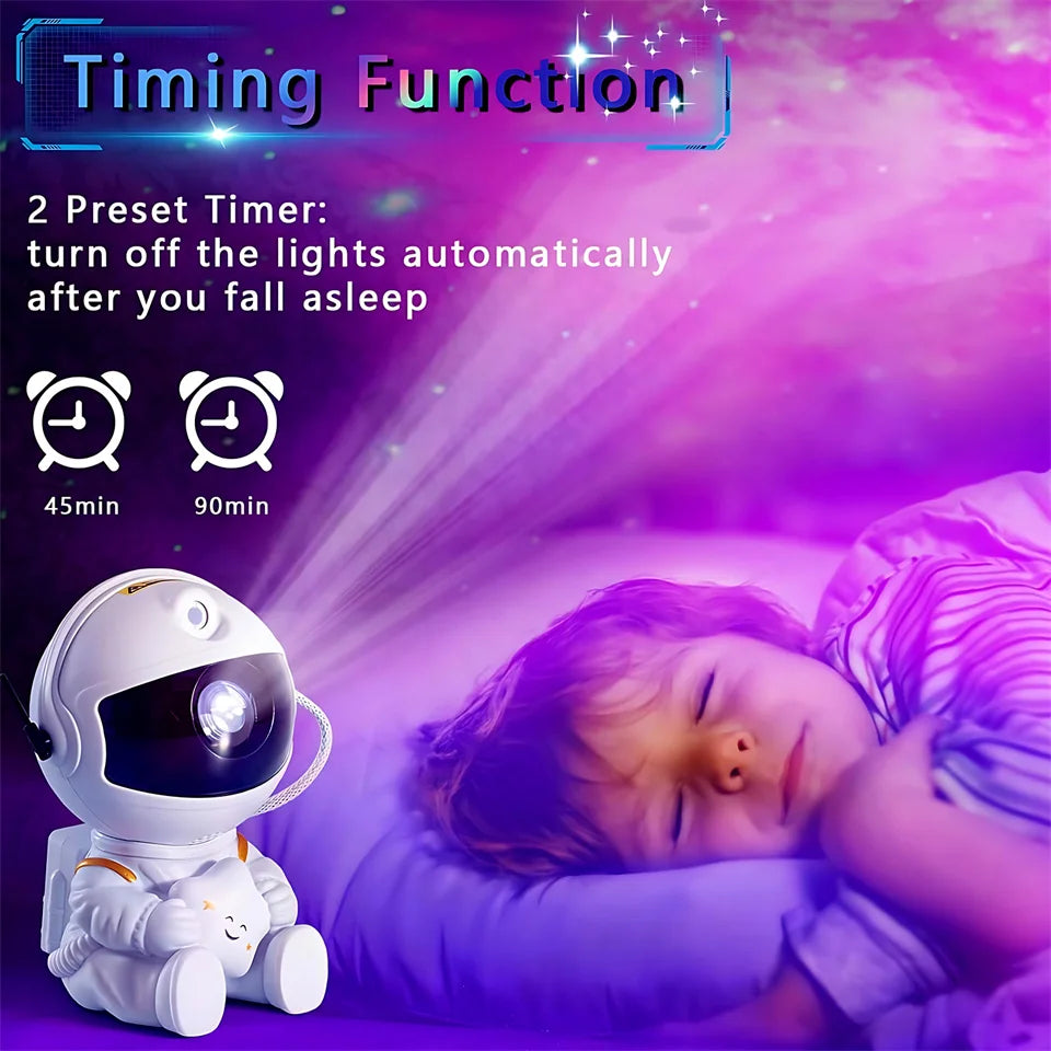 Lampe projecteur astronaute – veilleuse étoiles au plafond