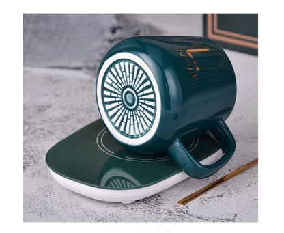Tasse chauffante avec cuillère et base thermostatique – Coffret cadeau en céramique | Idée cadeau originale