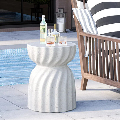 Tabouret design en béton blanc – Table d’appoint minimaliste