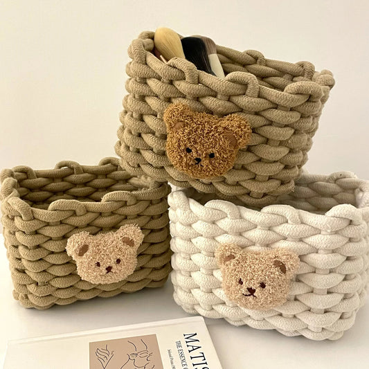 Mini paniers en corde de coton tissée à la main