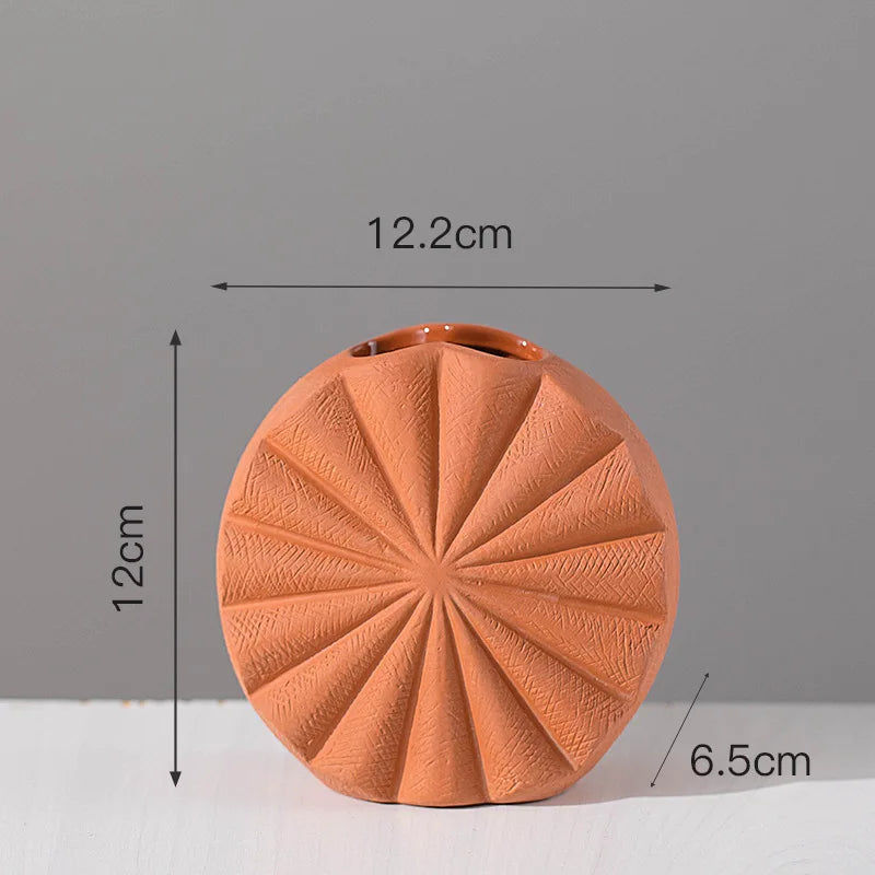 Vase rond en céramique terracotta – Élégance naturelle & design bohème
