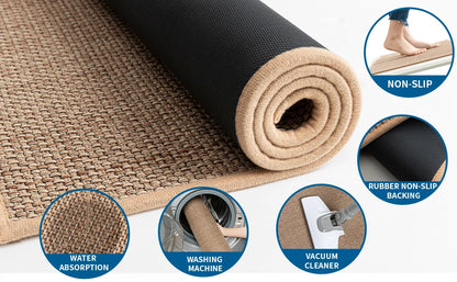 Tapis de cuisine synthétique imitation jonc de mer/sisal