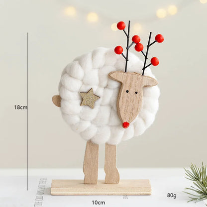 Décorations de Noël – Petits animaux, père noël et sapin en bois et feutre de laine