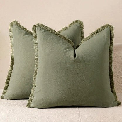 Housse de coussin à frange
