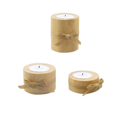 Lot de 3 bougeoirs en bois – Esprit naturel & authenticité