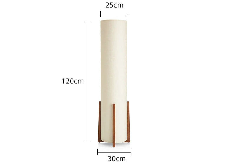 Lampadaire scandinave en bois naturel – Abat-jour en tissu clair