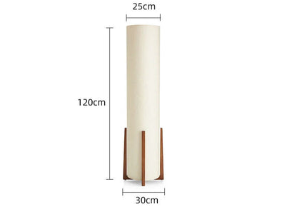 Lampadaire scandinave en bois naturel – Abat-jour en tissu clair