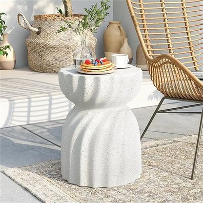Tabouret design en béton blanc – Table d’appoint minimaliste