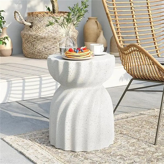 Tabouret design en béton blanc – Table d’appoint minimaliste