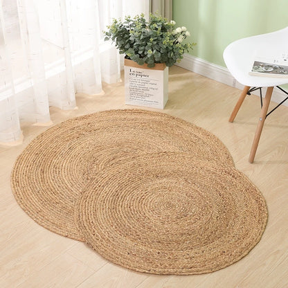 Tapis rond en jute tressée – Naturel et bohème chic