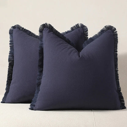 Housse de coussin à frange