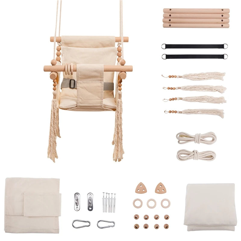 Chaise balançoire en bois pour enfants