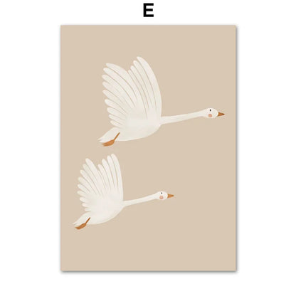 Toiles enfantines canards, marguerites & champignons