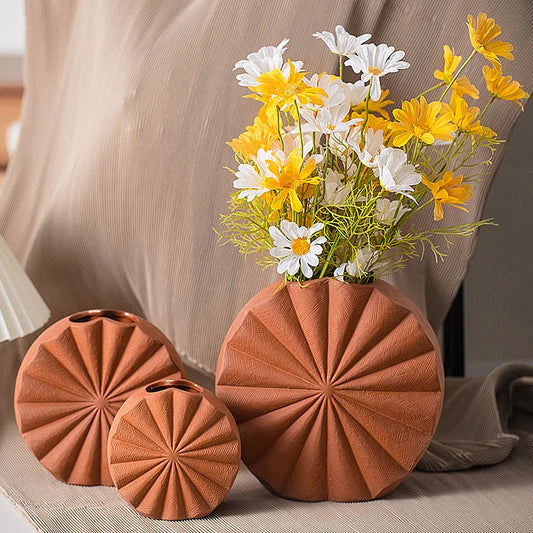 Vase rond en céramique terracotta – Élégance naturelle & design bohème