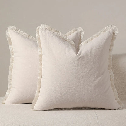 Housse de coussin à frange
