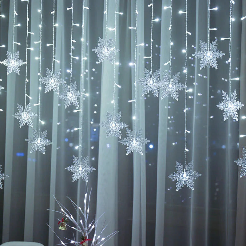 Guirlande de Noël flocon de neige en rideau lumineux