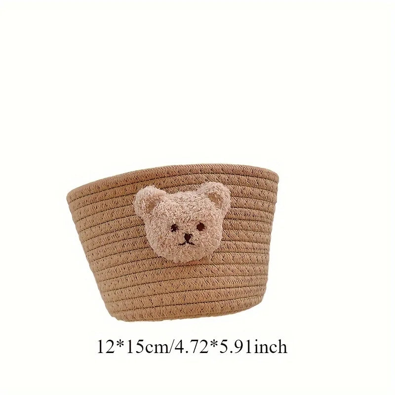 Petits paniers en corde tissée avec têtes d’ours