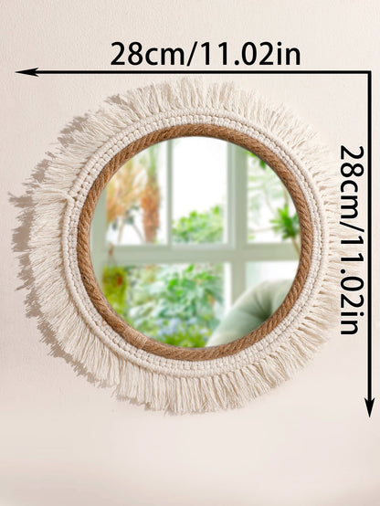 Petit miroir rond en corde tressée