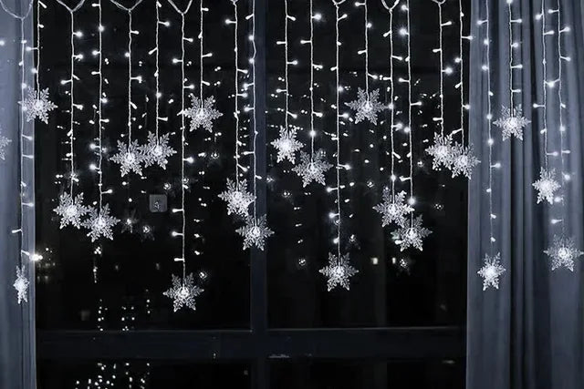 Guirlande de Noël flocon de neige en rideau lumineux