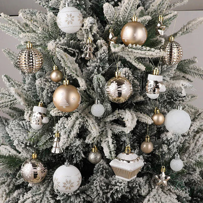Lot de 42 boules de Noël blanches et champagne