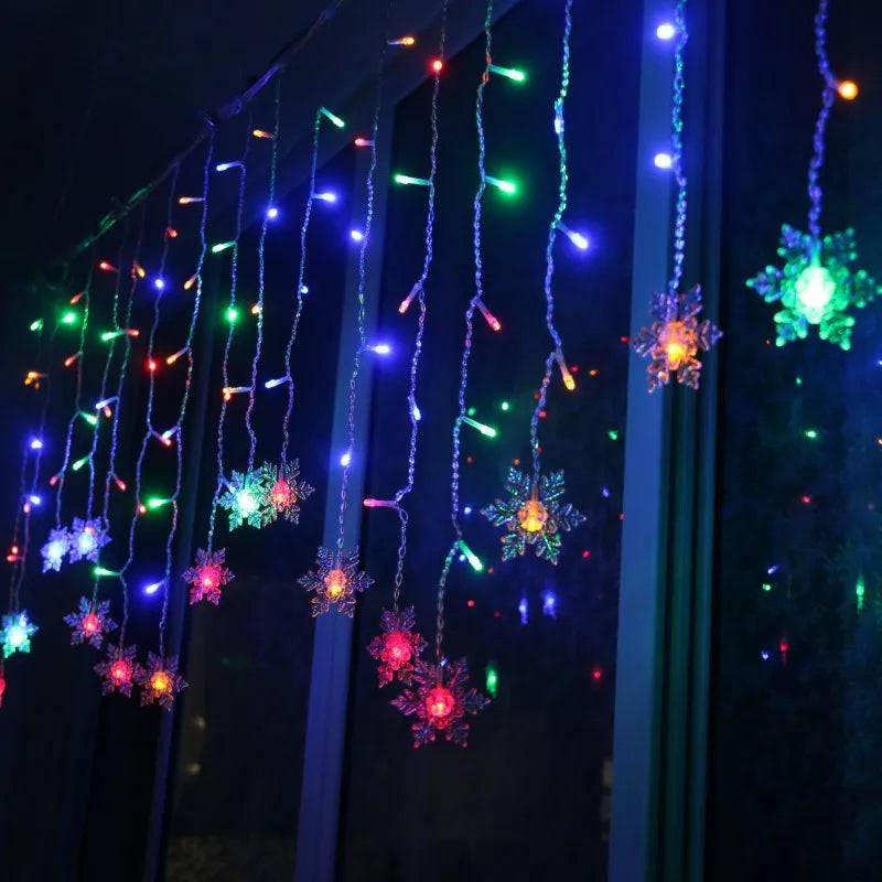 Guirlande de Noël flocon de neige en rideau lumineux