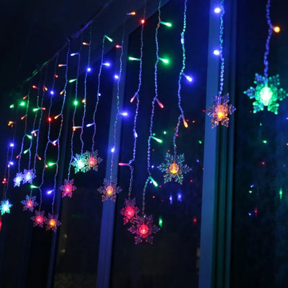 Guirlande de Noël flocon de neige en rideau lumineux