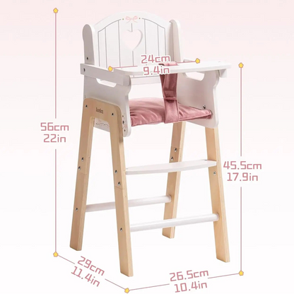 Chaise haute pour poupées en bois