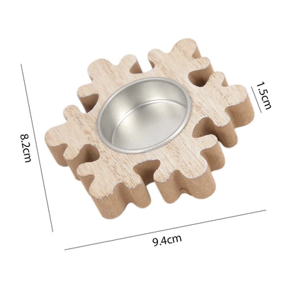 Bougeoir en bois – Flocon de neige, étoile et sapin
