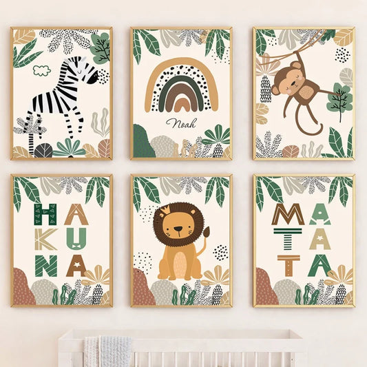 Toiles décoratives animaux de la jungle