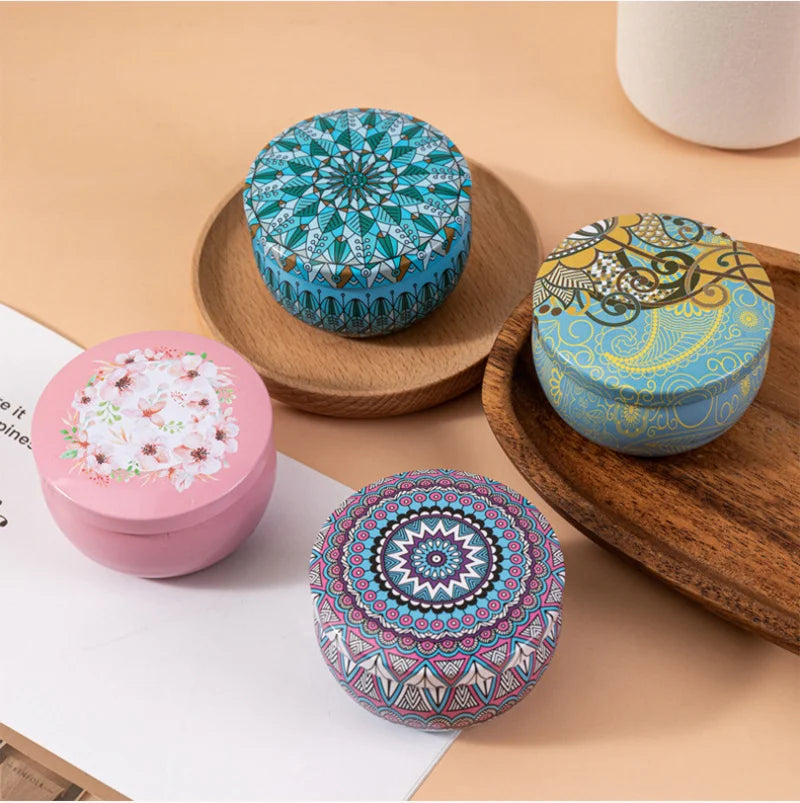 Coffret de 4 bougies parfumées – Motifs ethniques & ambiance chaleureuse