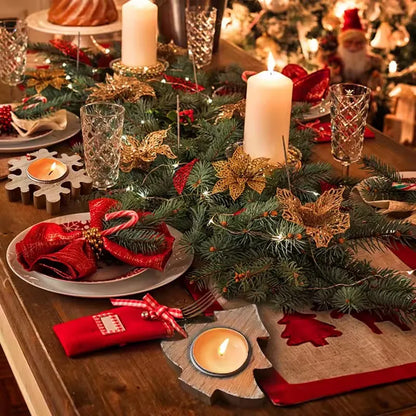 Bougeoir en bois – Flocon de neige, étoile et sapin