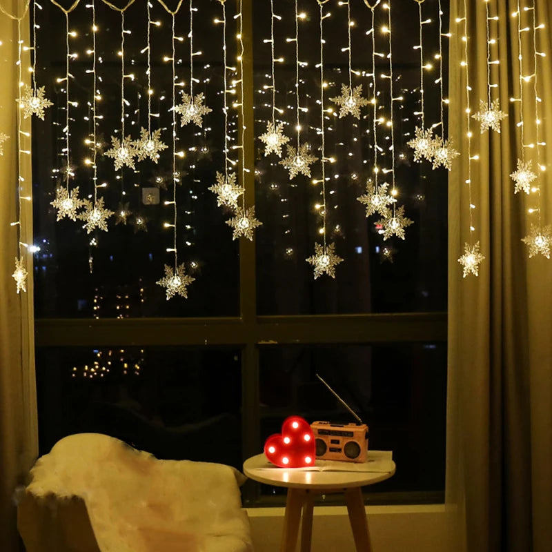 Guirlande de Noël flocon de neige en rideau lumineux