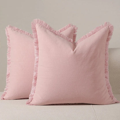 Housse de coussin à frange