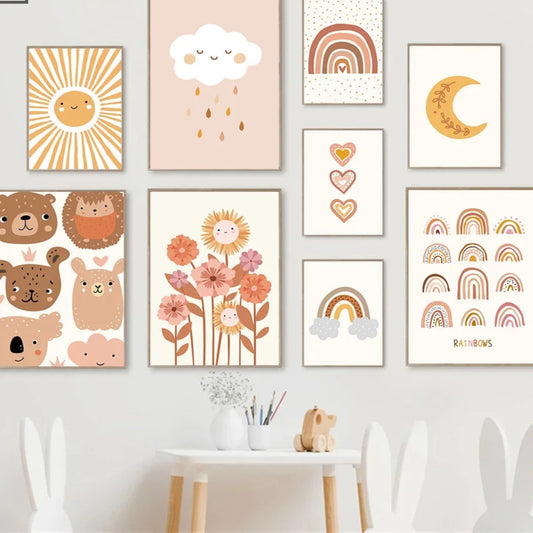Toiles déco enfant – nuages, étoiles & arc-en-ciel