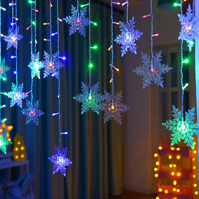 Guirlande de Noël flocon de neige en rideau lumineux