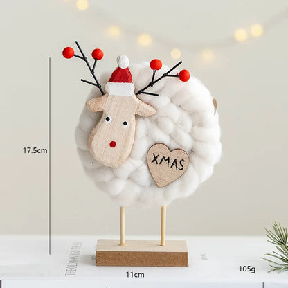 Décorations de Noël – Petits animaux, père noël et sapin en bois et feutre de laine