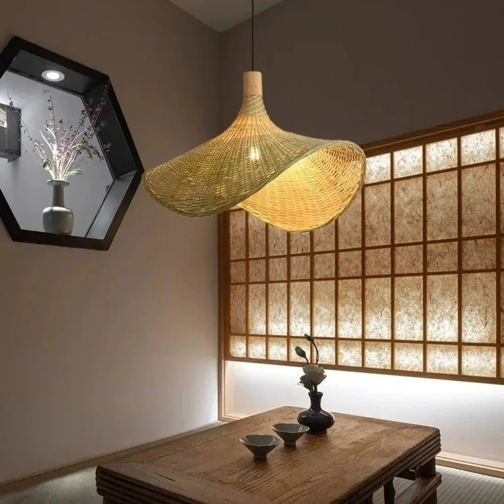 Suspension luminaire en rotin
