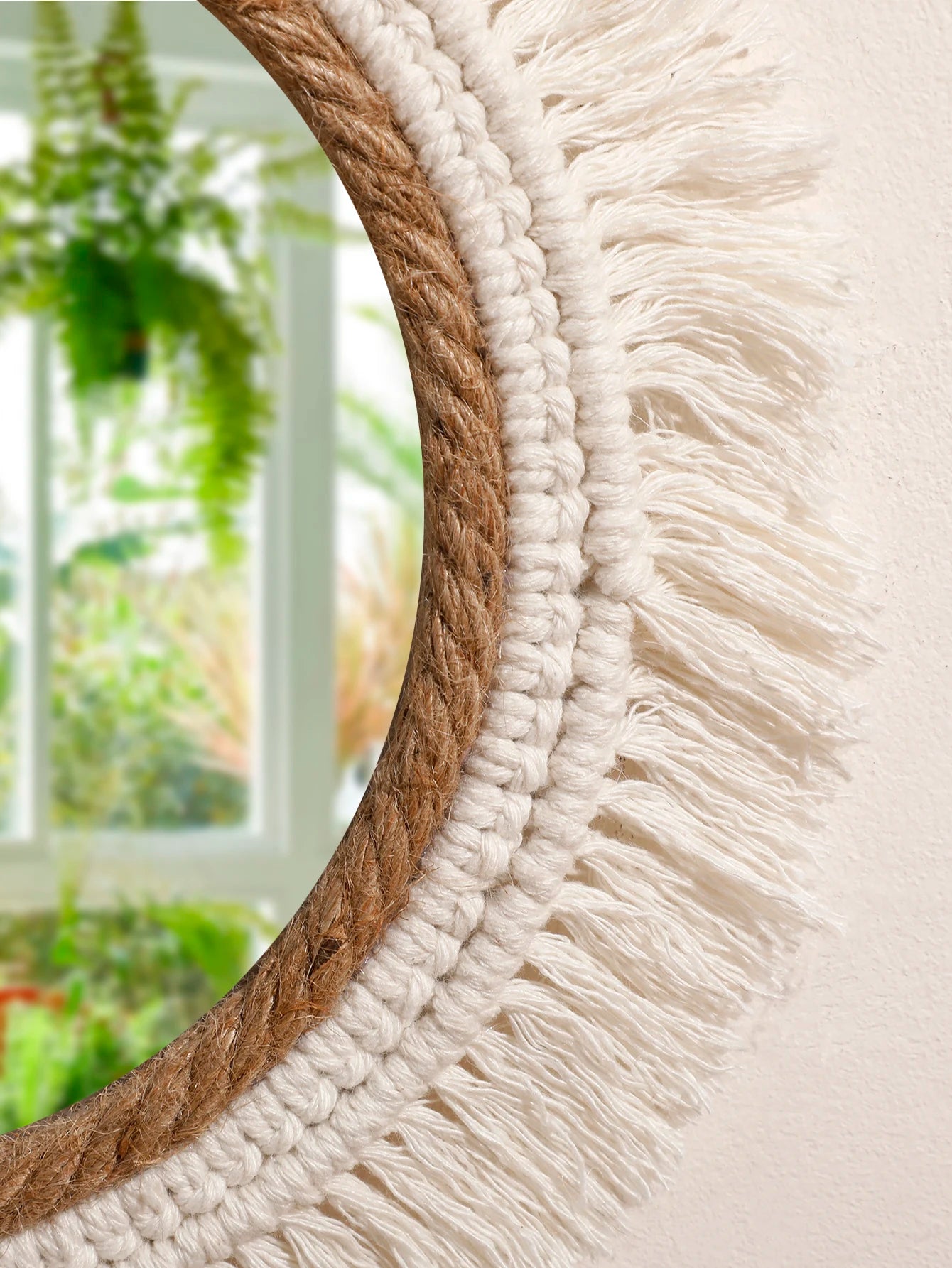 Petit miroir rond en corde tressée
