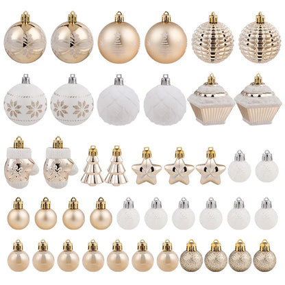 Lot de 42 boules de Noël blanches et champagne