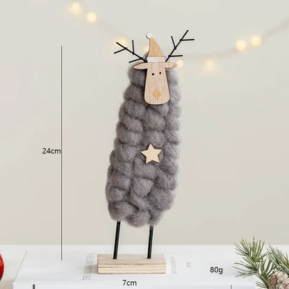 Décorations de Noël – Petits animaux, père noël et sapin en bois et feutre de laine